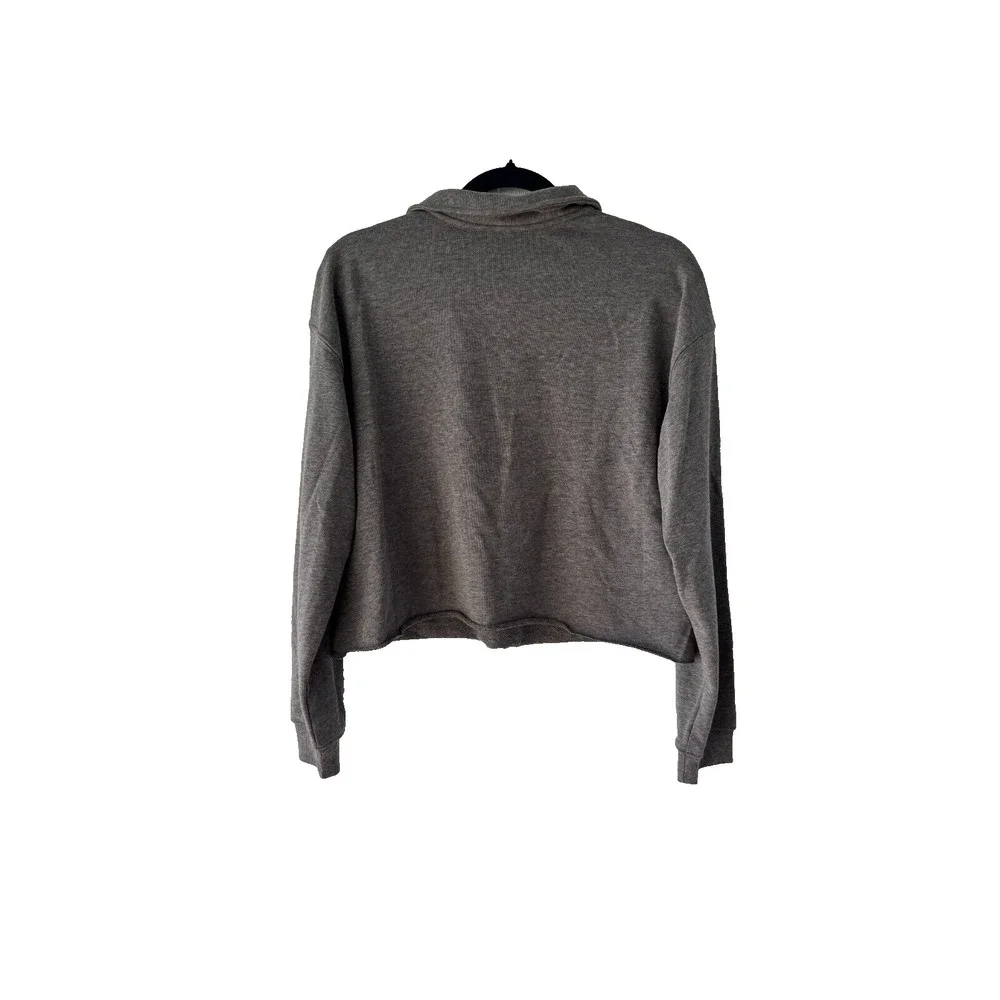 Wild Fable Heather Grey Cropped Polo Sweatshirt‎ Womens Medium NWT 331115874 - Picture 9 of 9